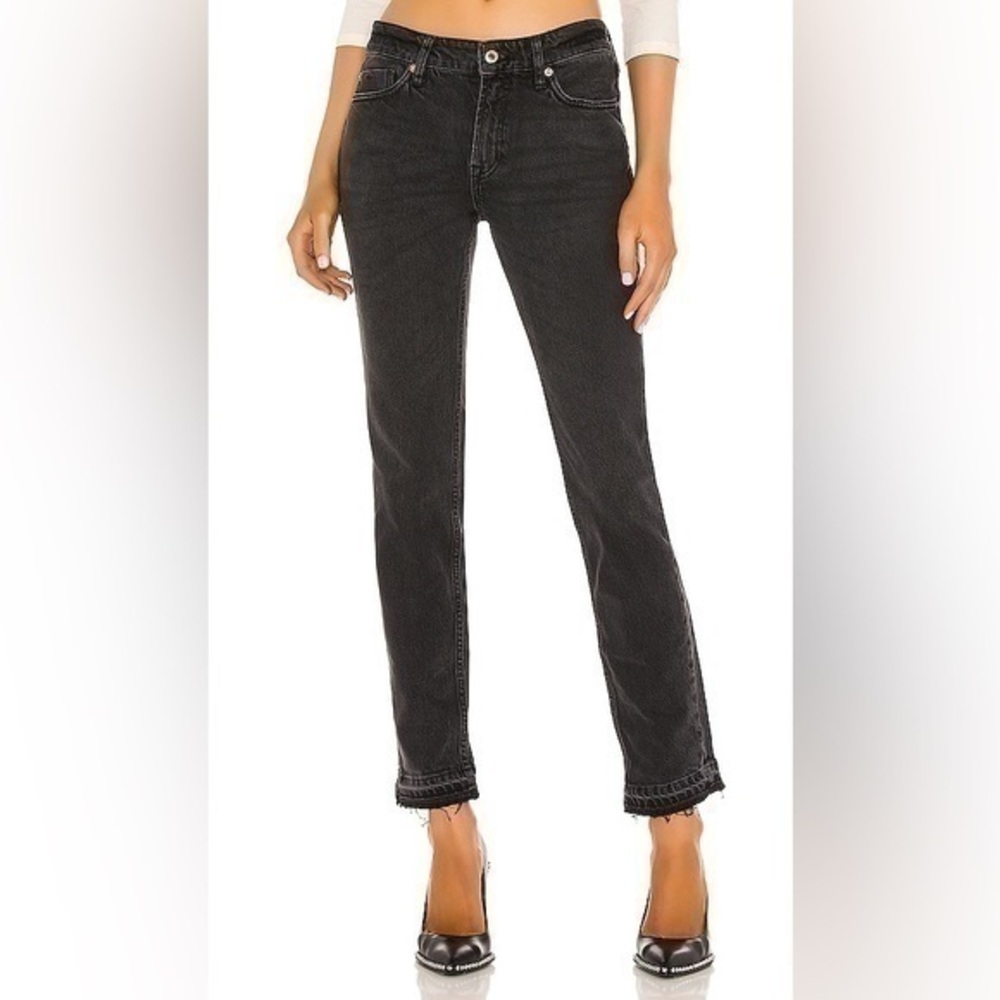NWT We The Free Cuffed Slim Boyfriend Jean in Faded Black Free People SIZE 24